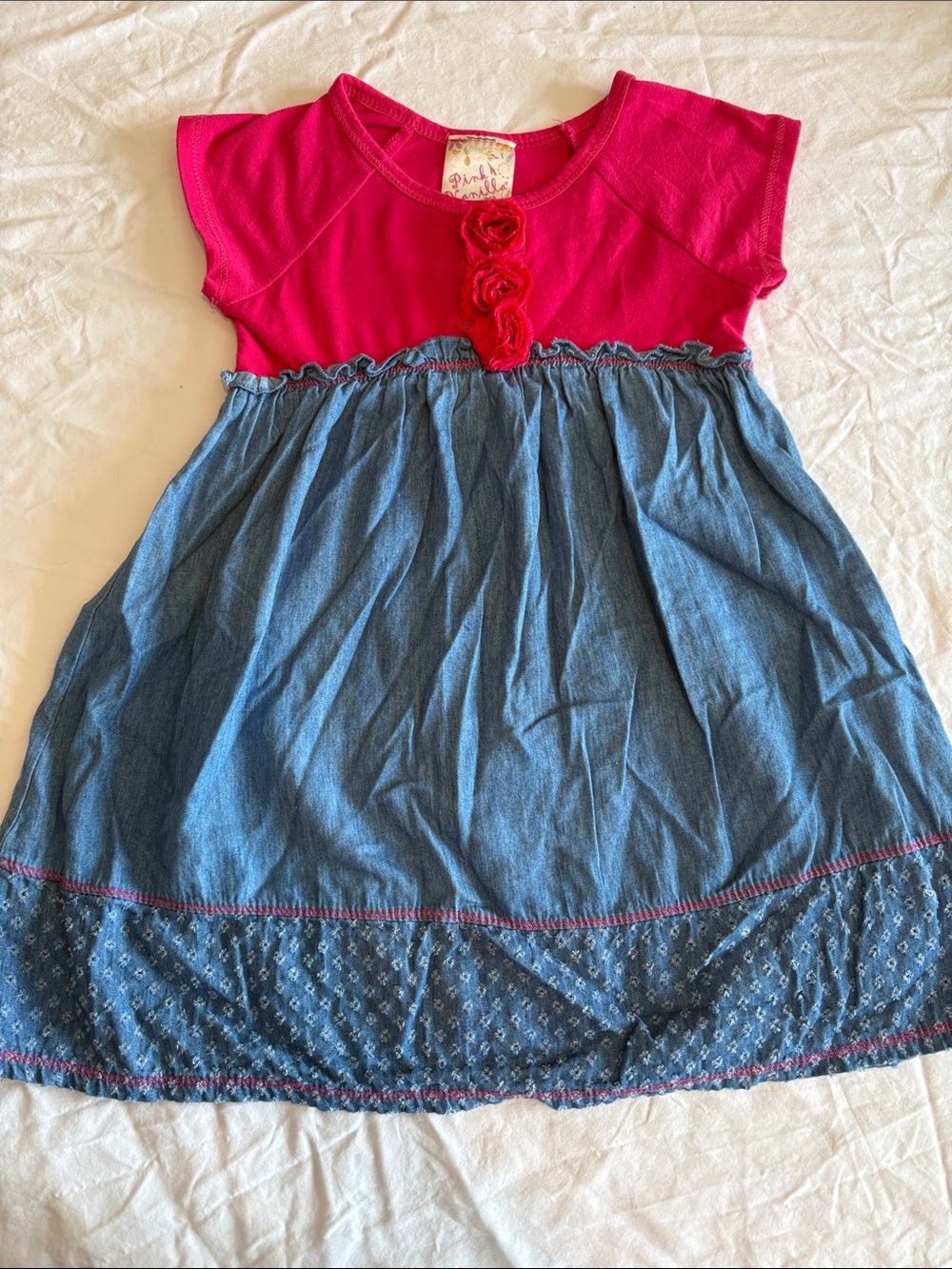 PinkVanilla Fuchsia & Denim Blue Girls' Casual Dress